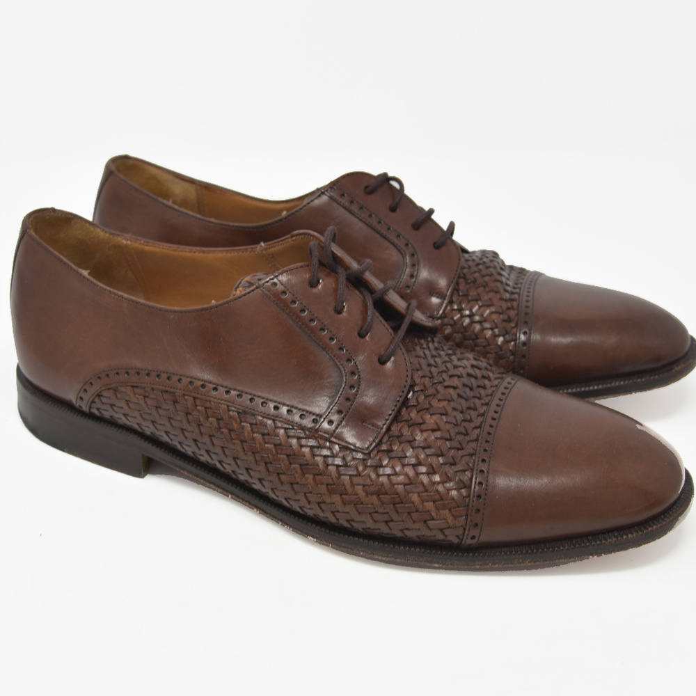 *Mezlan San Juan Woven Sz 9M Brown Leather Oxford